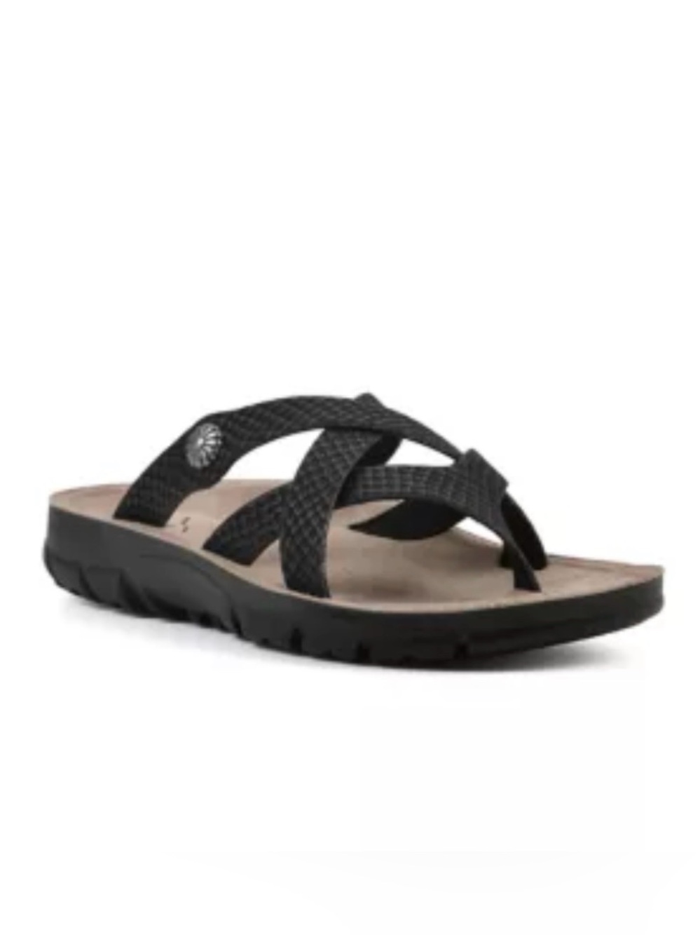 Cliffs by WHITE MOUNTAIN Black Cross-Strap Comfort Sandal